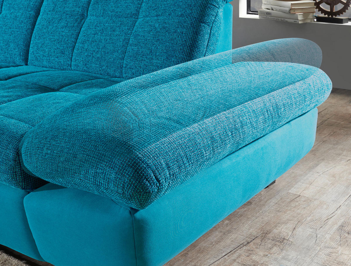 ECKSOFA Türkis Mikrofaser  - Türkis/Schwarz, Design, Textil/Metall (204/341cm) - Xora