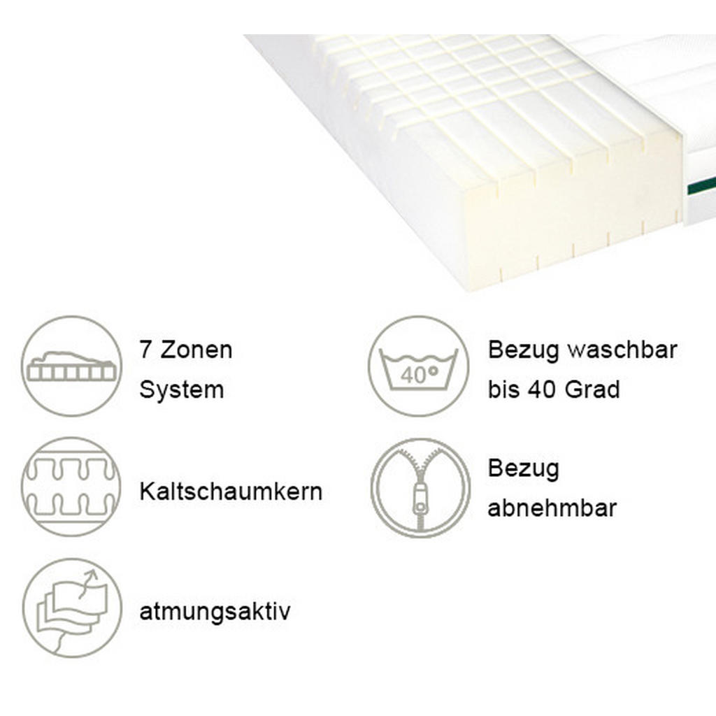 Thumbnail - Novel Kaltschaummatratze Emotion S50, Weiß, Textil, H3, rechteckig, 180x200 cm, Made in Germany, Oeko-Tex® Standard 100,...