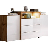 SIDEBOARD  in 150/68,7/32,5 cm  - Weiß Hochglanz/Eiche Wotan, LIFESTYLE, Holzwerkstoff/Kunststoff (150/68,7/32,5cm) - P & B