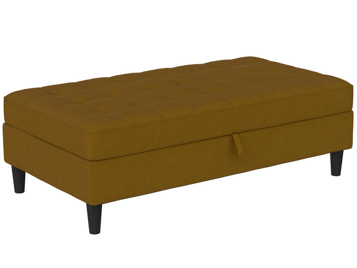 HOCKER PALERMO Webstoff, Leinenoptik Currygelb  - Currygelb/Schwarz, Basics, Kunststoff/Textil (130/43/69cm) - Livetastic