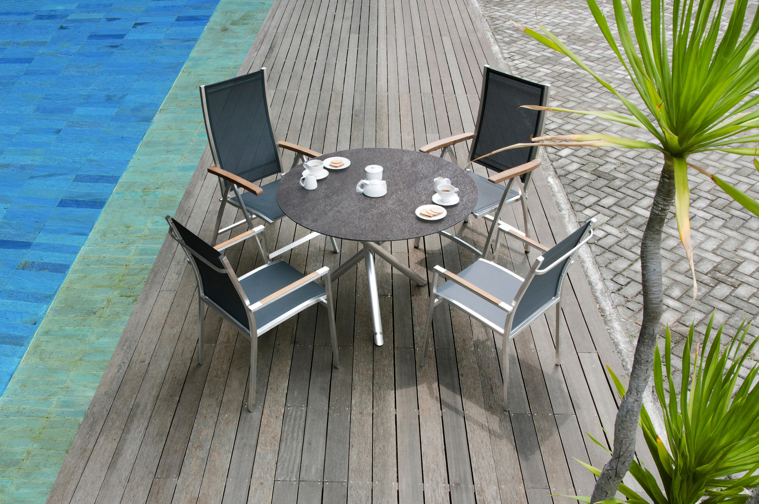 GARTENTISCHGESTELL 90/90/74 cm Metall  - Edelstahlfarben, Design, Metall (90/90/74cm) - Zebra 