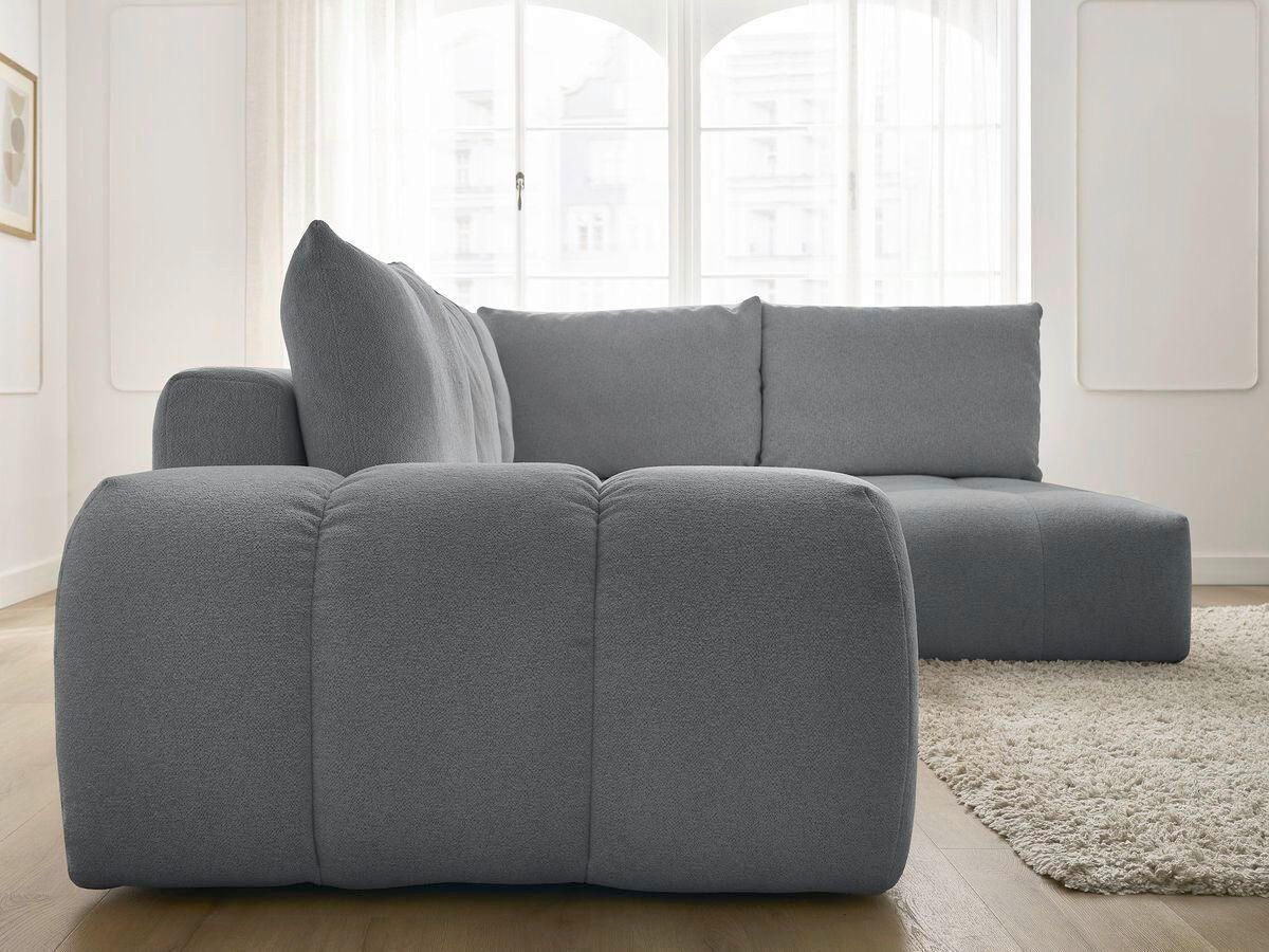 ECKSCHLAFSOFA EVEREST  mit Rücken echt, Armteil links, Armteil rechts Flachgewebe Dunkelgrau  - Dunkelgrau/Schwarz, MODERN, Kunststoff/Textil (320/212cm)