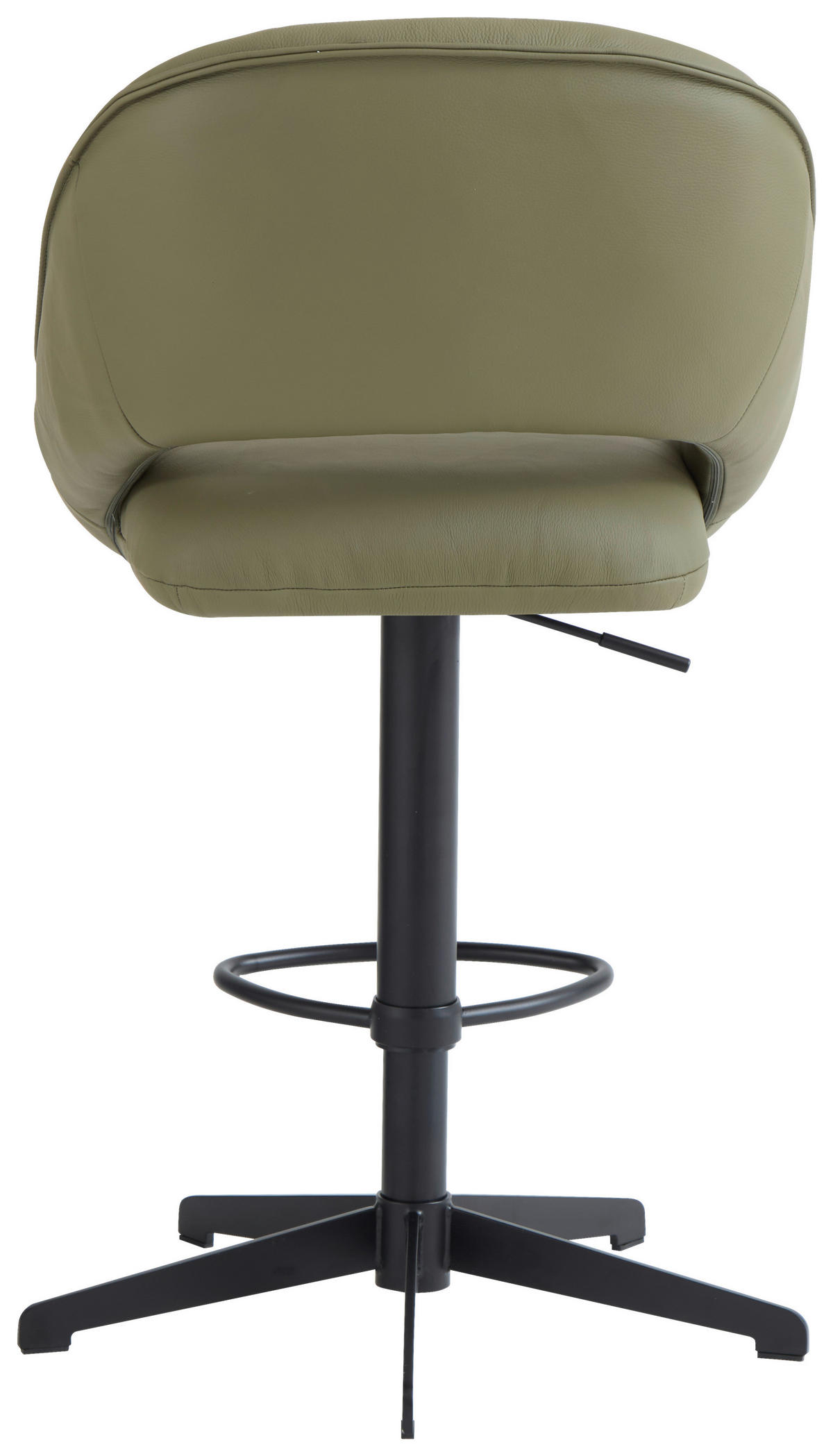 BARHOCKER Echtleder Grün, Schwarz Eisen Sitzfläche 360° drehbar, automatische Rückholfunktion  - Schwarz/Grün, Design, Leder/Metall (56/96-120/59cm) - Dieter Knoll