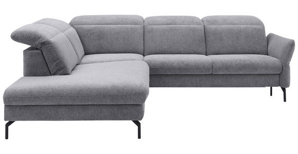 ECKSOFA Atlanta 2.0 Grau Flachgewebe Rücken echt, Armteilverstellung, Kopfteilverstellung  - Schwarz/Grau, Design, Textil/Metall (233/299cm) - Dieter Knoll