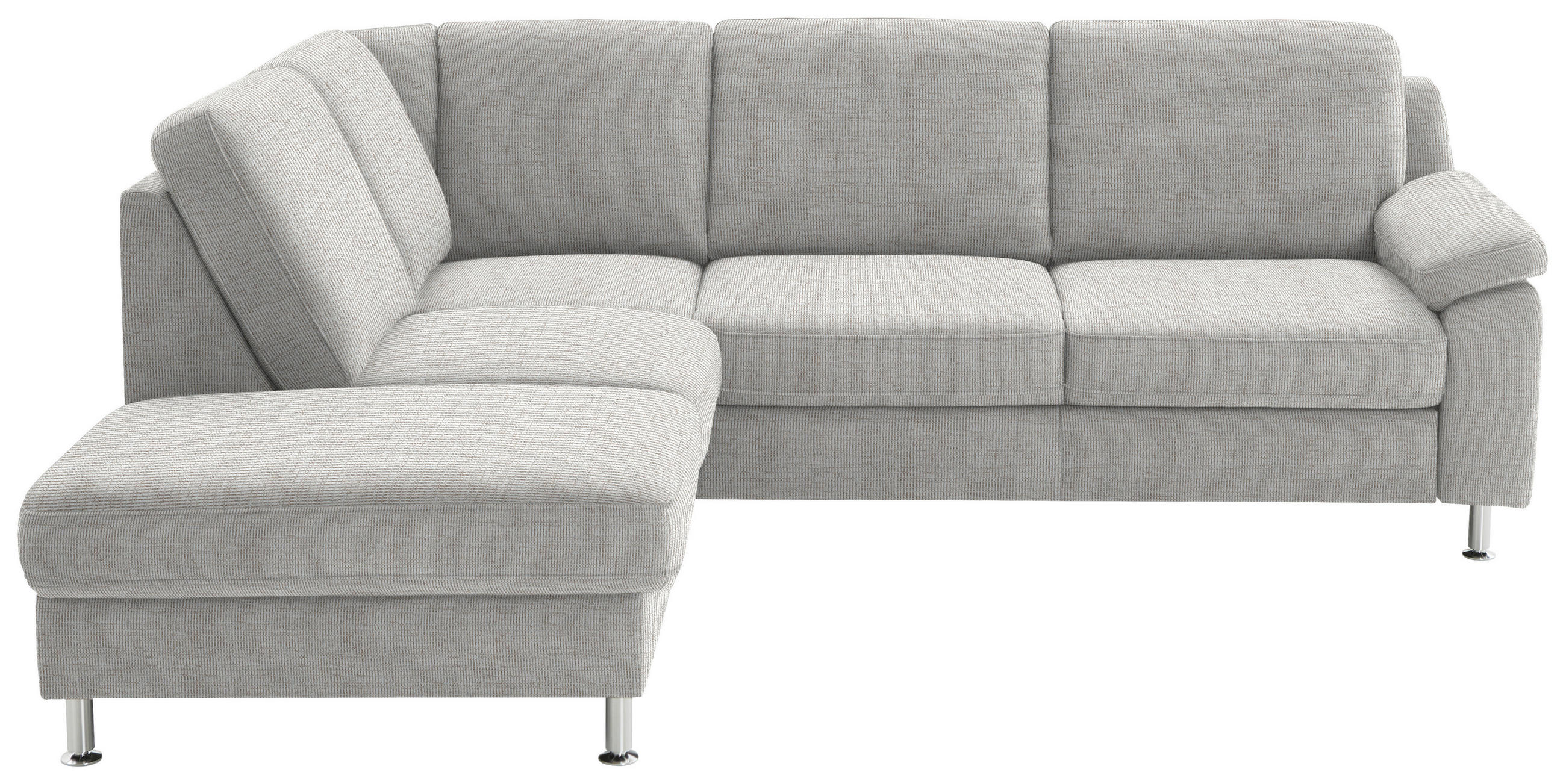 ECKSOFA in Webstoff Creme  - Creme/Alufarben, Konventionell, Textil/Metall (200/241cm) - Beldomo System