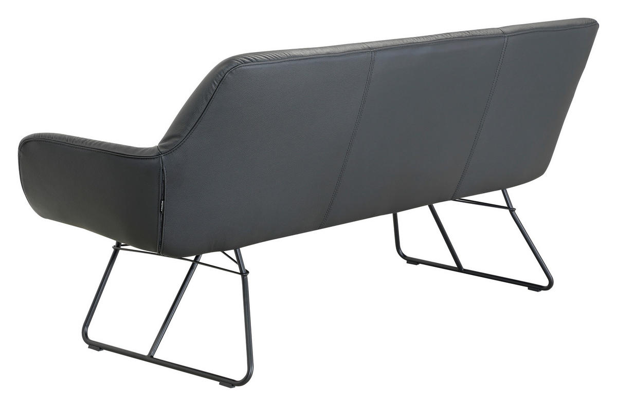 SITZBANK 201,5/87/67,5 cm Echtleder Schwarz  - Schwarz, Design, Leder/Metall (201,5/87/67,5cm) - Dieter Knoll