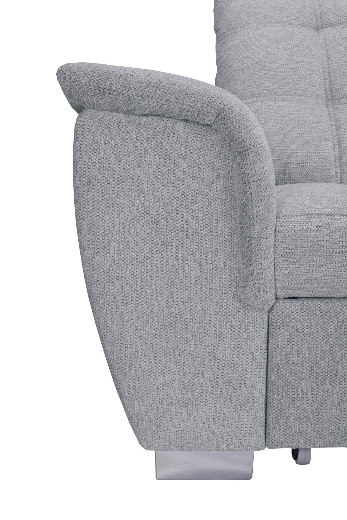 ECKSOFA Hellgrau Chenille  - Chromfarben/Hellgrau, KONVENTIONELL, Kunststoff/Textil (260/205cm) - Carryhome