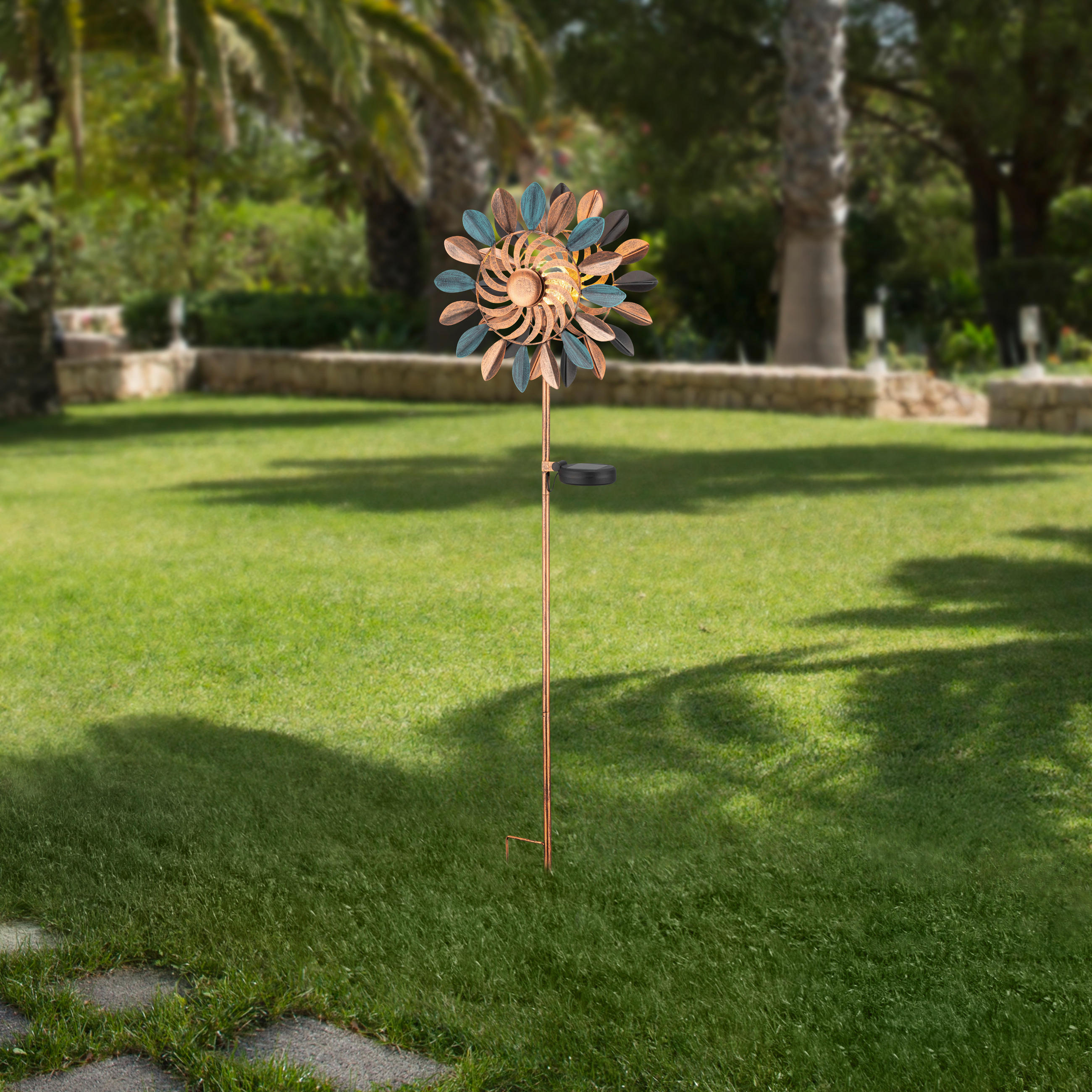 SOLÁRNE SVIETIDLO, 25/12/92 cm - modrá/medená, Design, kov/plast (25/12/92cm) - Ambia Garden