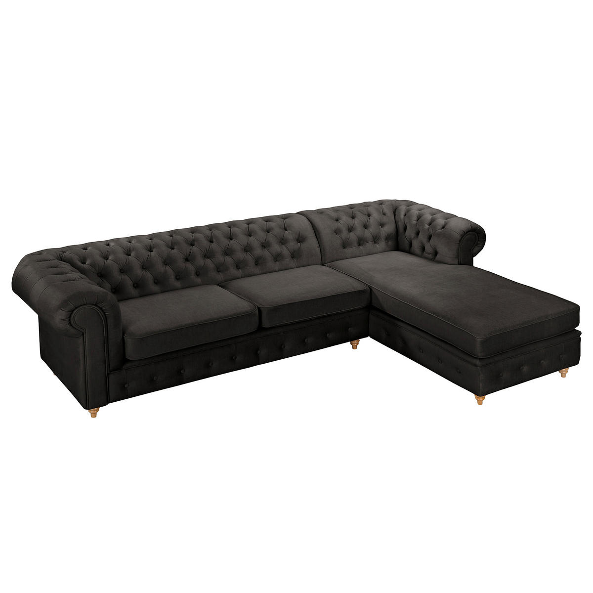 ECKSOFA Laura in Mikrofaser Anthrazit  284/182 cm  - Anthrazit/Braun, Design, Holz/Textil (284/182cm) - P & B