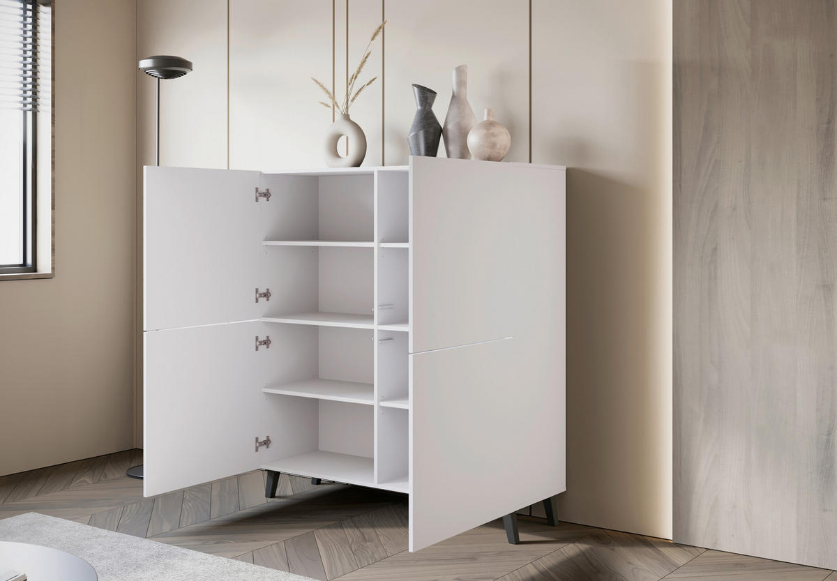 HIGHBOARD  in 120/128/39 cm  - Schwarz/Weiß, Design, Holzwerkstoff/Kunststoff (120/128/39cm) - Livetastic