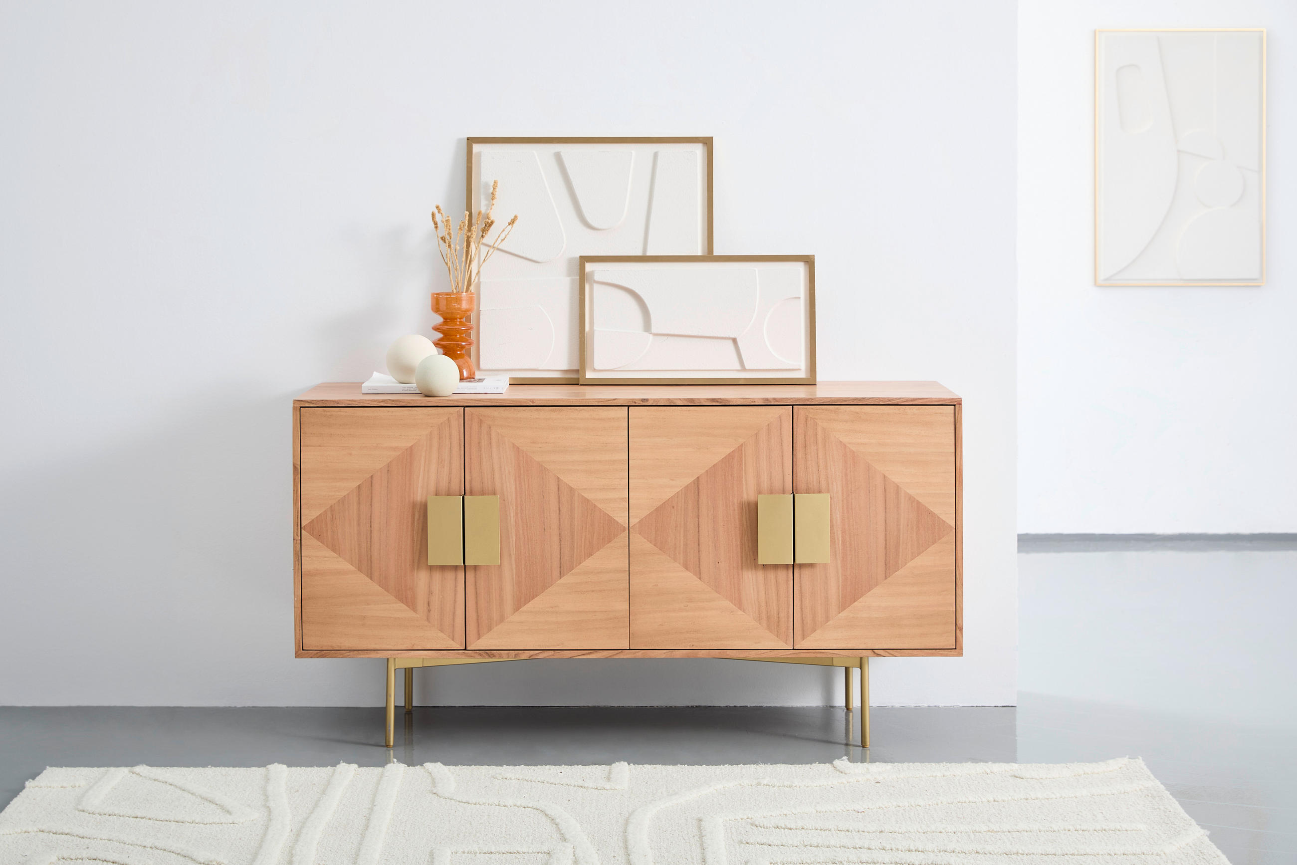 SIDEBOARD  in 145/45/76 cm  - Messingfarben/Naturfarben, Design, Holz/Holzwerkstoff (145/45/76cm) - Livetastic