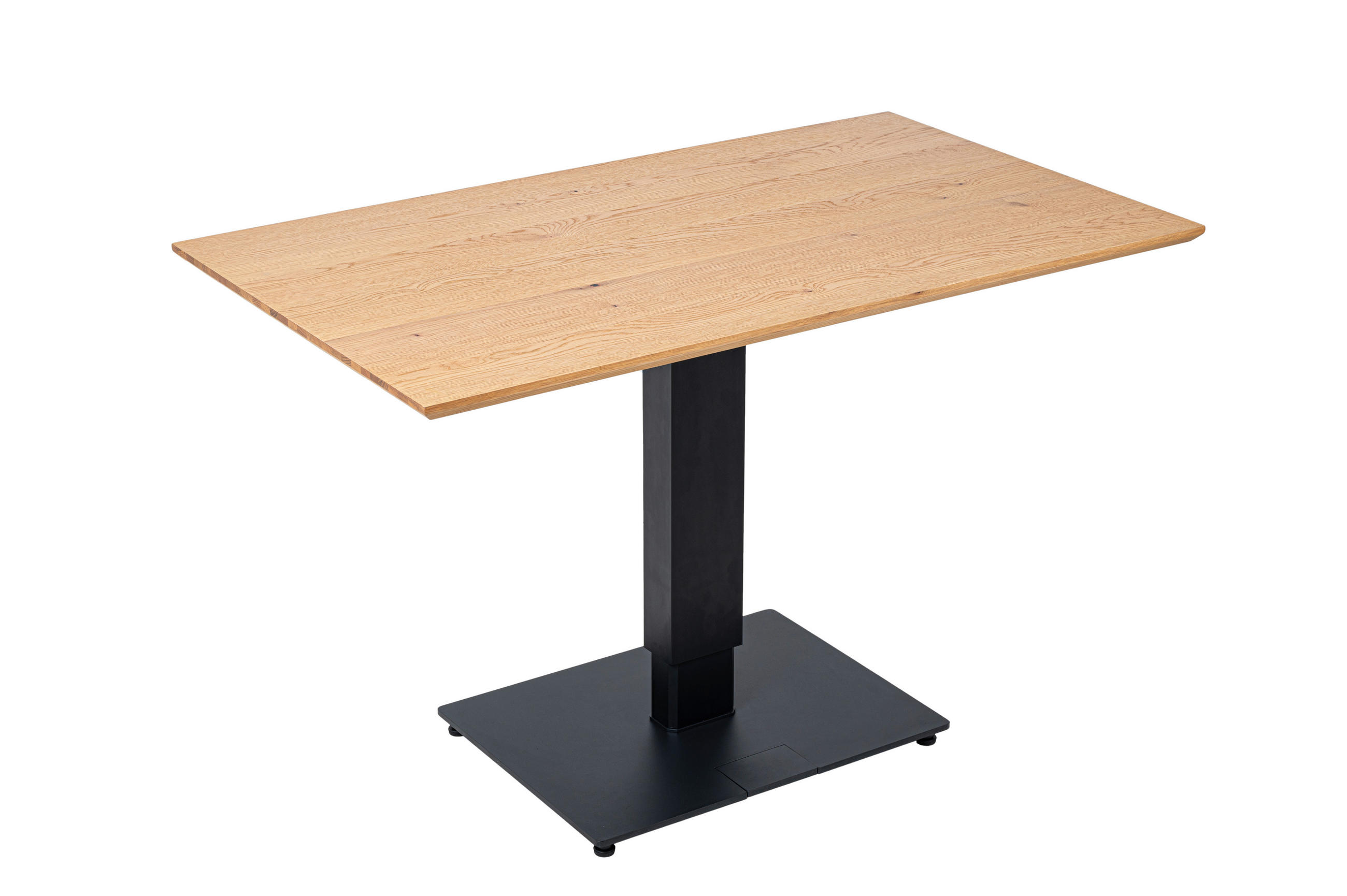 Masă din lemn, metal, material pe bază de lemn, 120/70/75-110 cm,   - culoare lemn stejar/negru, Modern, lemn/metal (120/70/75-110cm) - Valdera
