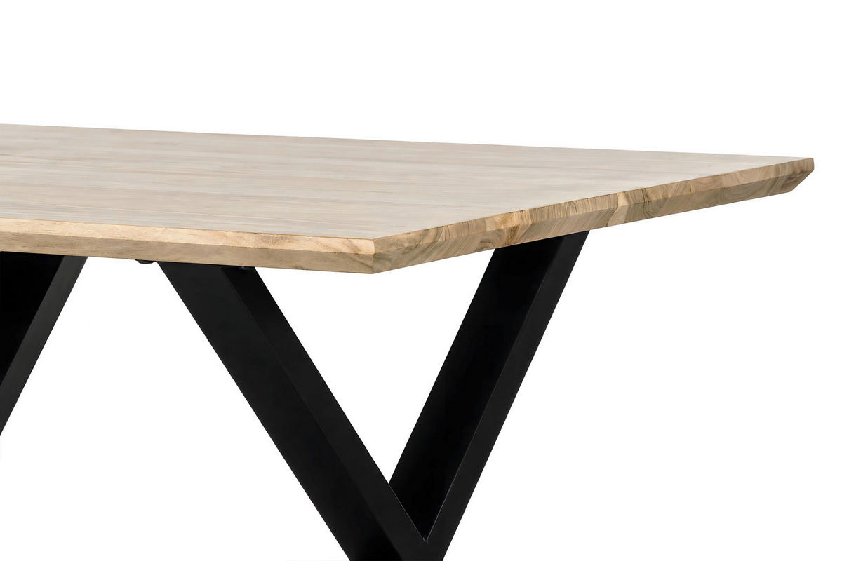 ESSTISCH 120/80/76 cm Echtholz  Holz, Metall rechteckig Akaziefarben  - Schwarz/Akaziefarben, MODERN, Holz/Metall (120/80/76cm) - MID.YOU