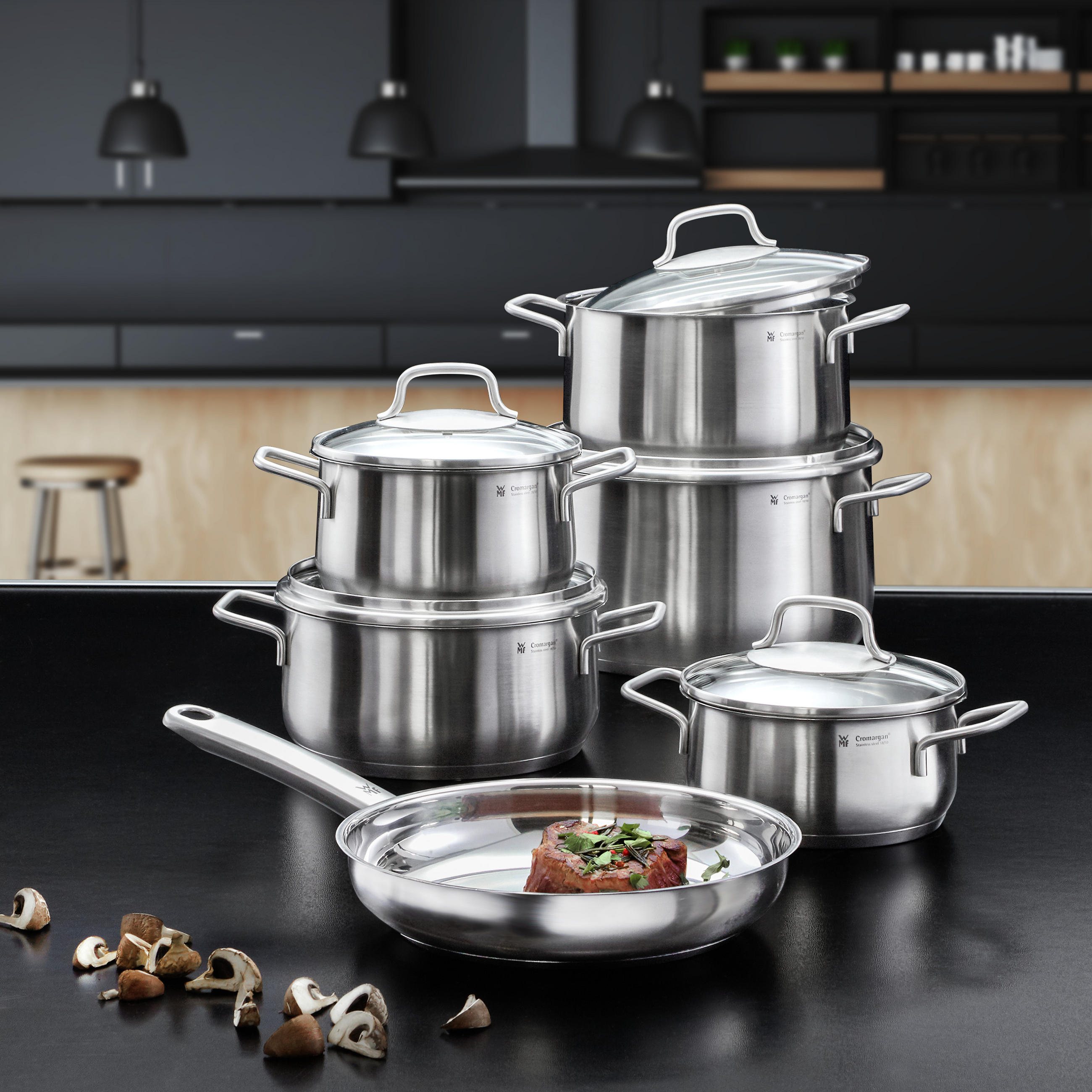 KOCHTOPFSET Brilliant 6-teilig - Klar/Edelstahlfarben, Basics, Glas/Metall - WMF