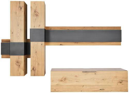 WOHNWAND V-Taurino  in Anthrazit, Eichefarben  306/212/47 cm  - Eichefarben/Anthrazit, Natur, Holz/Metall (306/212/47cm) - Voglauer