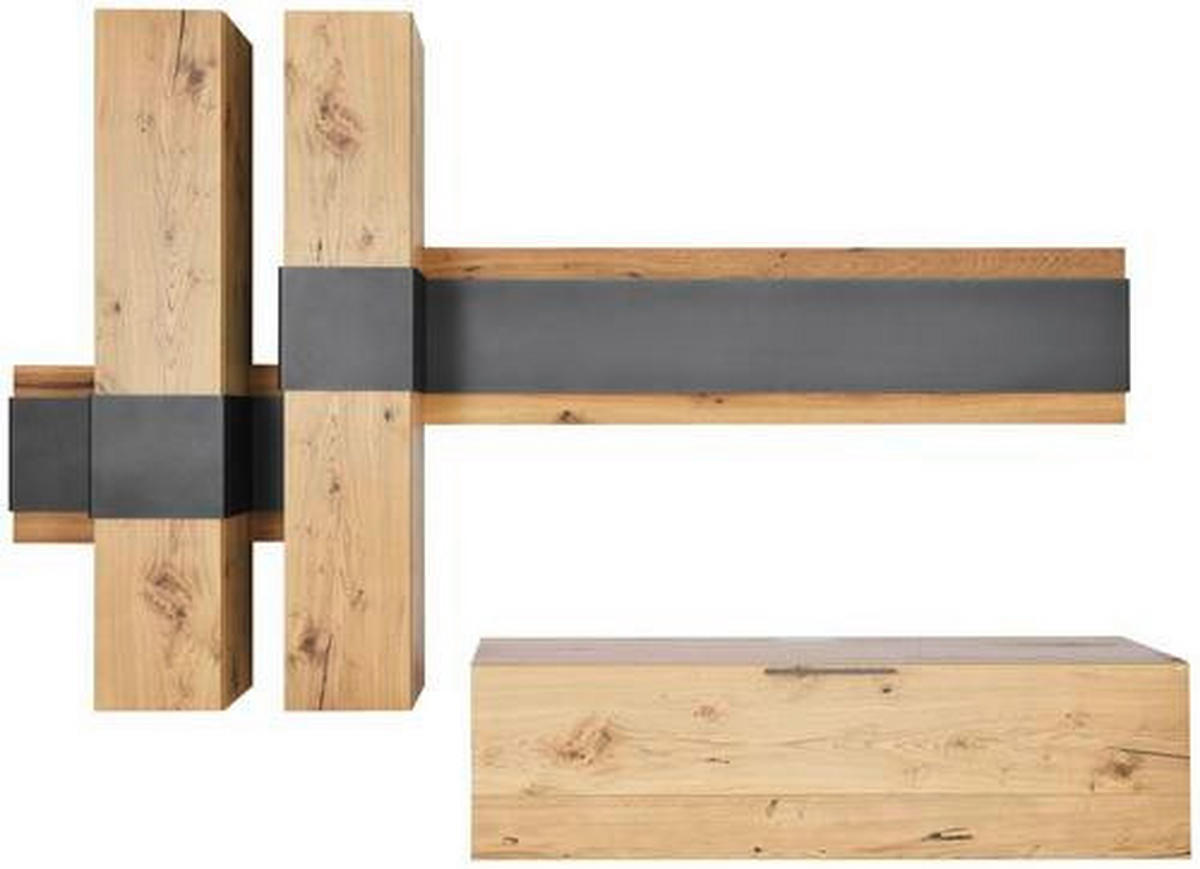 WOHNWAND  306/212/47 cm  in Anthrazit, Eichefarben  - Eichefarben/Anthrazit, Natur, Holz/Metall (306/212/47cm) - Voglauer