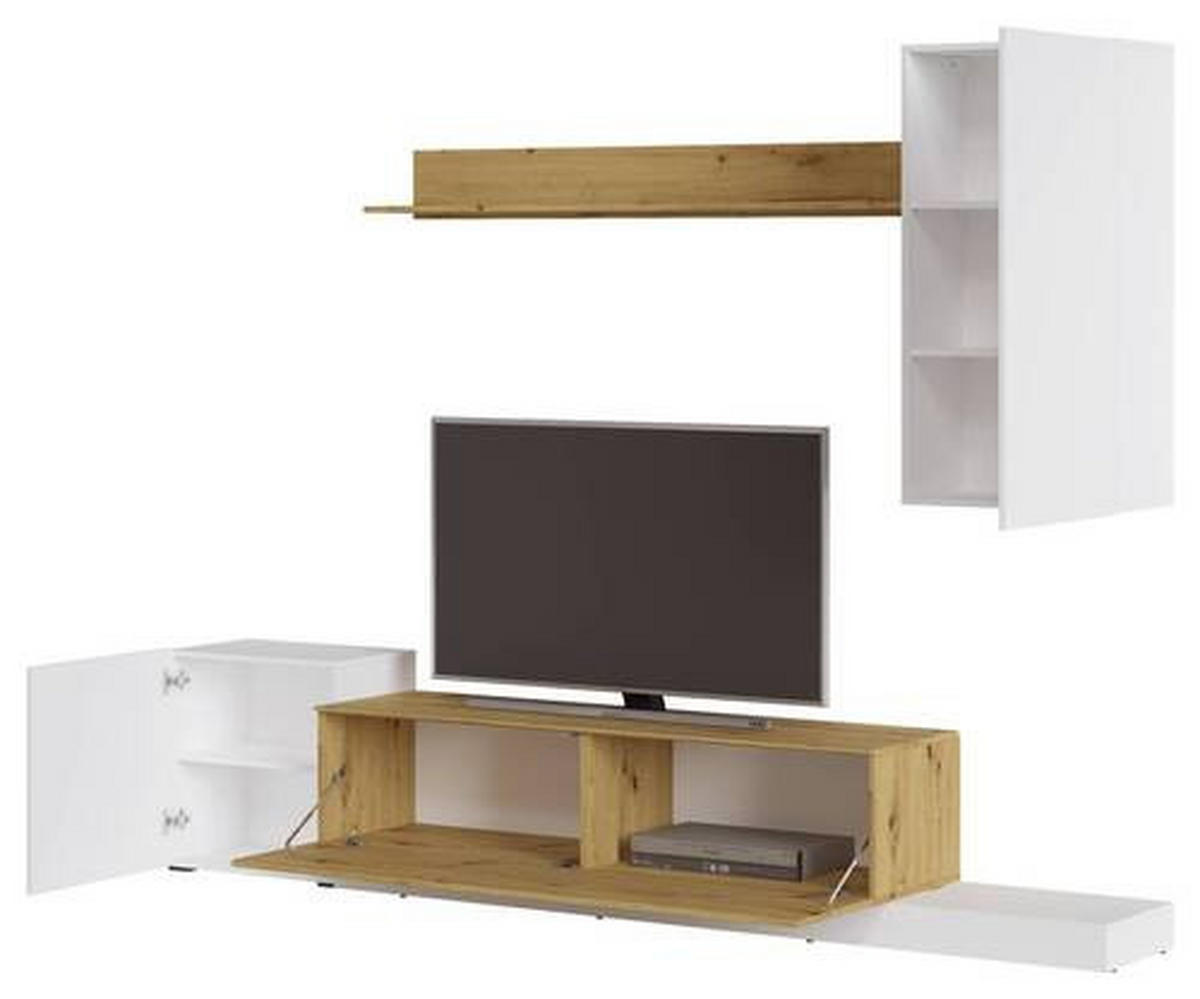 WOHNWAND  in Weiß, Eiche Artisan  254/196/42 cm  - Weiß/Eiche Artisan, KONVENTIONELL, Holzwerkstoff/Kunststoff (254/196/42cm) - Livetastic