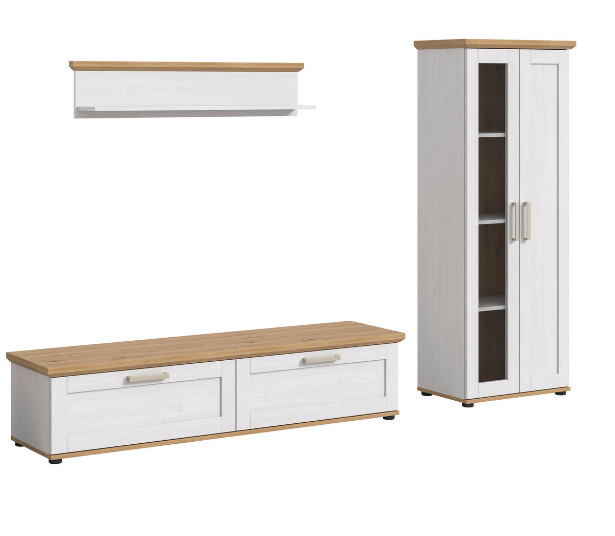 WOHNWAND 3-teilig  in Lärchefarben, Eiche Artisan  240/161/40 cm  - Silberfarben/Lärchefarben, Design, Holzwerkstoff/Kunststoff (240/161/40cm) - Livetastic