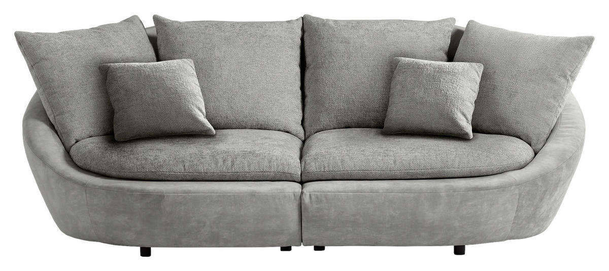 BIGSOFA Chenille Grau, Hellgrau  - Hellgrau/Schwarz, Modern, Kunststoff/Textil (280/87/131cm) - Trendmanufaktur