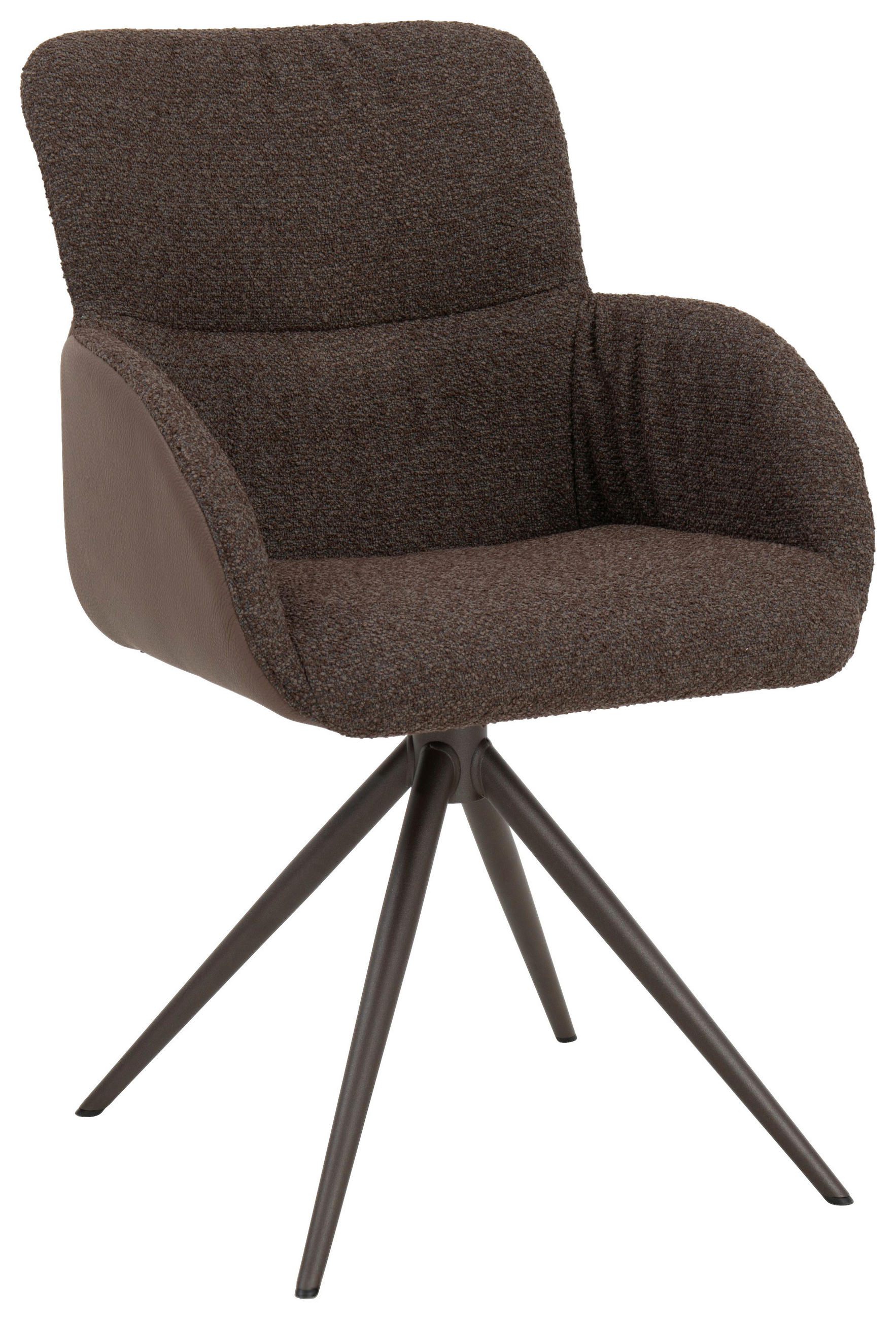 ARMLEHNSTUHL  Lederauswahl, Stoffauswahl, Sitzfläche 360° drehbar beflockt Echtleder  Hellbraun, Graubraun  - Hellbraun/Dunkelbraun, Design, Leder/Textil (57/91/61cm) - Bert Plantagie