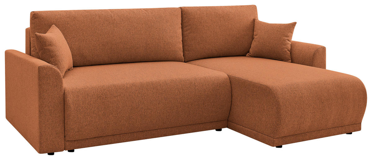 ECKSOFA KIMMY Rostfarben Flachgewebe Zierkissen, Rückenkissen, Bettkasten  - Rostfarben/Schwarz, Design, Kunststoff/Textil (233/146cm) - P & B