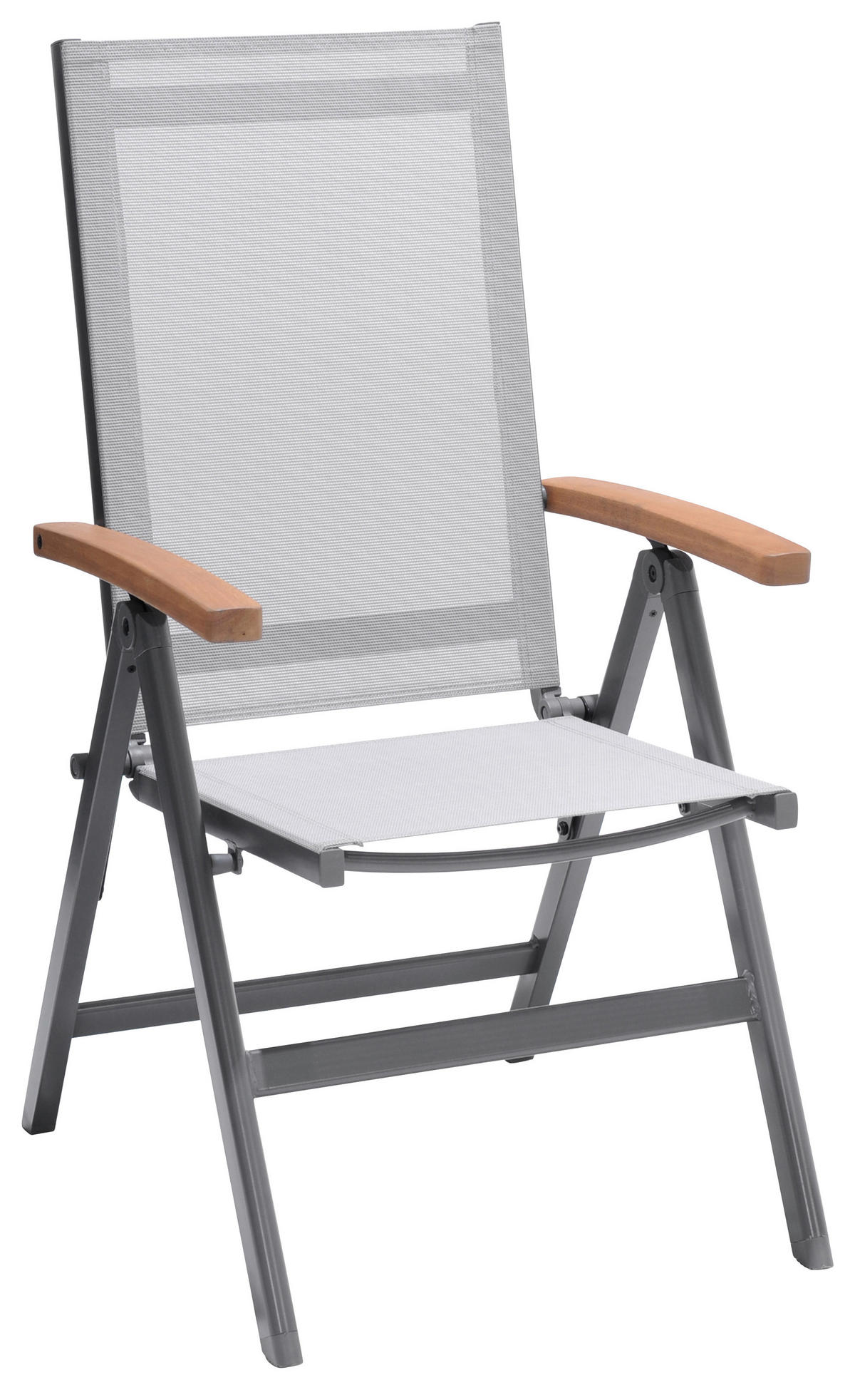 ÖSSZECSUKHATÓ KERTI KAROSSZÉK fa, fém, textil szürke, világosszürke, tíkfa színű  - világosszürke/tíkfa színű, Design, textil/fa (56,4/105,8/65,50cm) - Ambia Garden