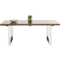 ESSTISCH 200/90/76 cm Echtholz  Holz, Metall, Glas rechteckig Braun, Silberfarben  - Edelstahlfarben/Silberfarben, Trend, Glas/Holz (200/90/76cm) - Kare-Design