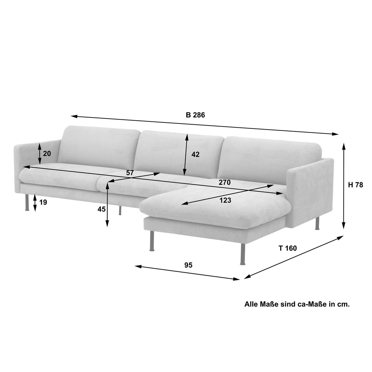 ECKSOFA  in Flachgewebe Beige  286/160 cm  - Beige/Schwarz, MODERN, Textil/Metall (286/160cm) - Max Winzer