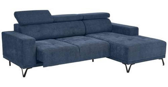 ECKSOFA in Chenille Blau  - Blau/Schwarz, KONVENTIONELL, Textil/Metall (264/178cm) - Hom`in