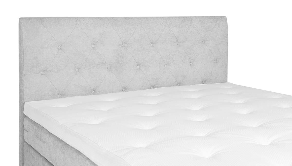 BOXSPRINGBETT 160/200 cm  in Hellgrau  - Chromfarben/Hellgrau, Design, Textil/Metall (160/200cm) - Welnova