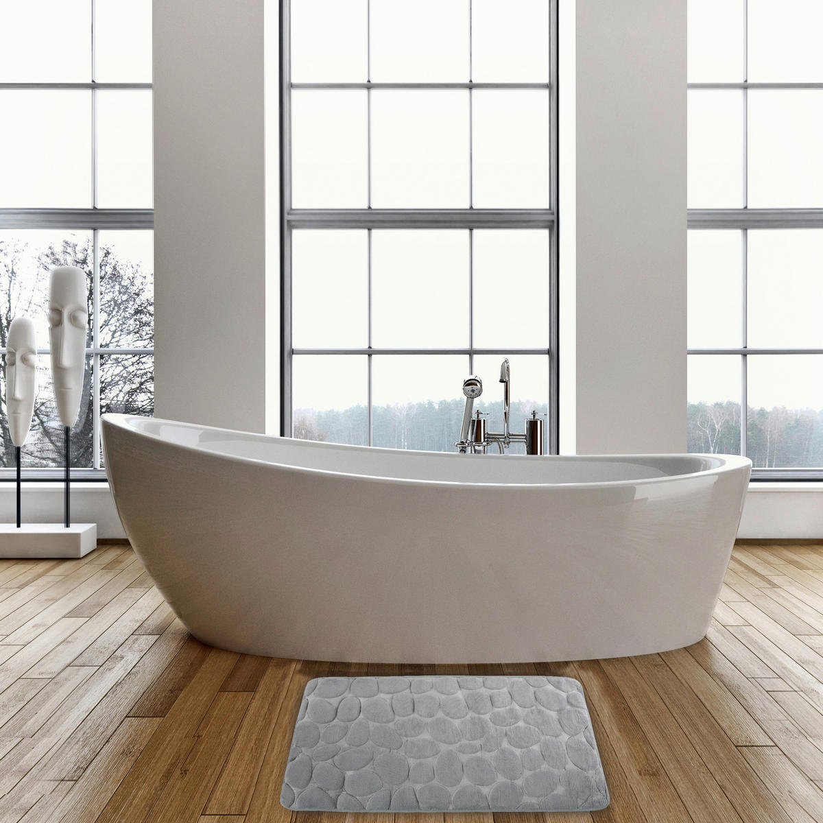 BADTEPPICH Grau 50/80 cm  - Grau, KONVENTIONELL (50/80cm) - Spirella