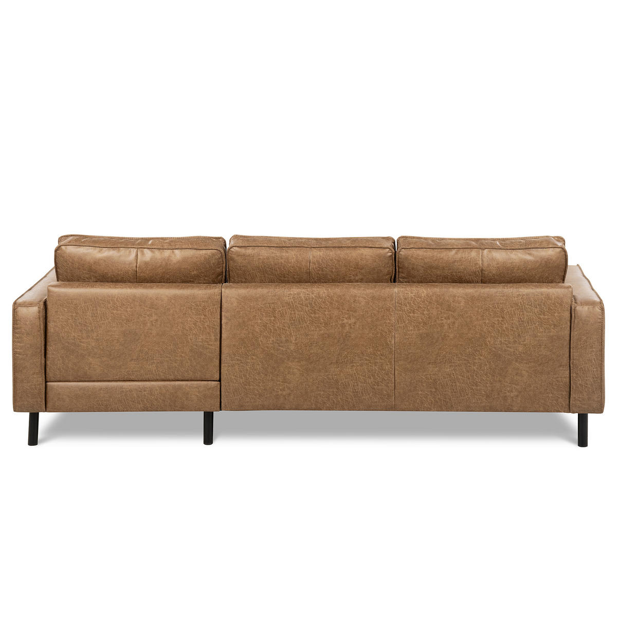 ECKSOFA Beige Echtleder Lederlook Bettkasten, Schlaffunktion, Rücken echt  - Beige/Schwarz, Design, Leder/Textil (166/238cm) - Livetastic