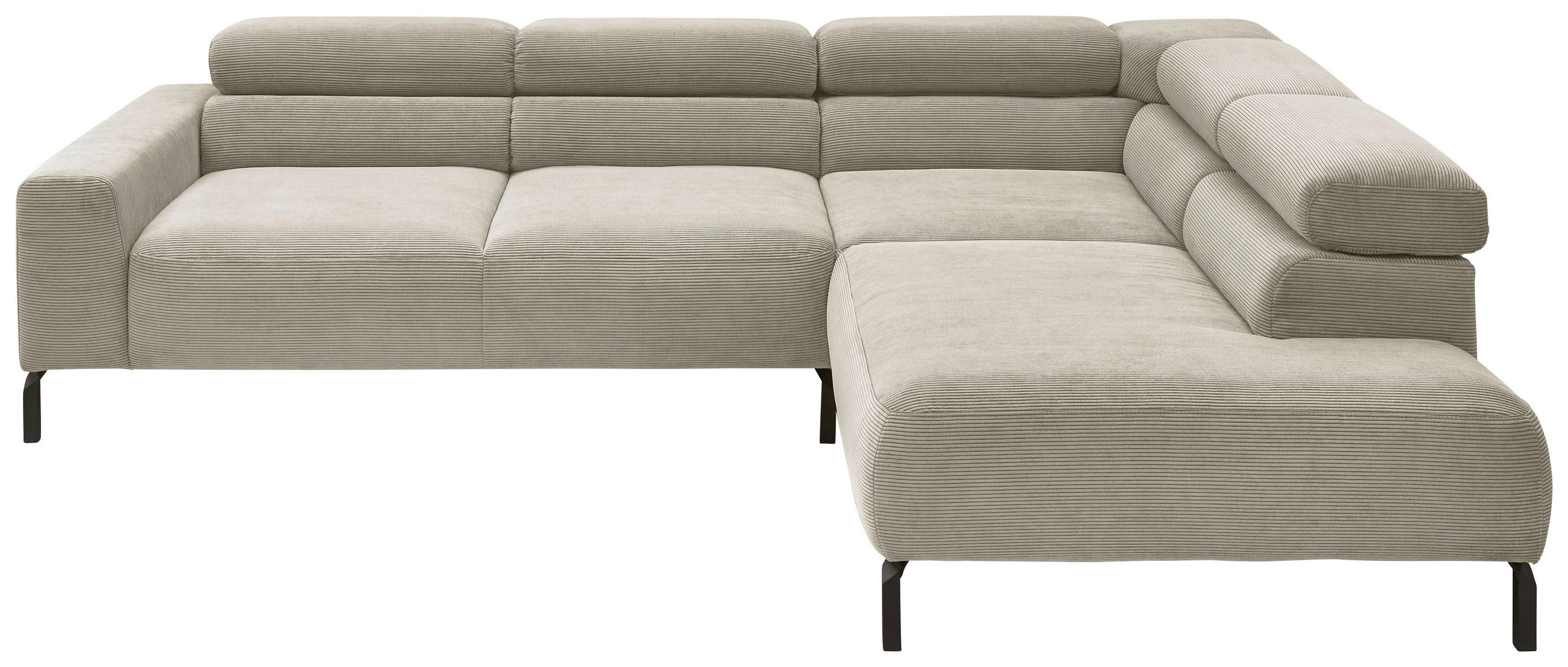 ECKSOFA inkl. Funktion Sandfarben Feincord  - Sandfarben/Schwarz, Design, Textil/Metall (273/219cm) - Pure Home Lifestyle