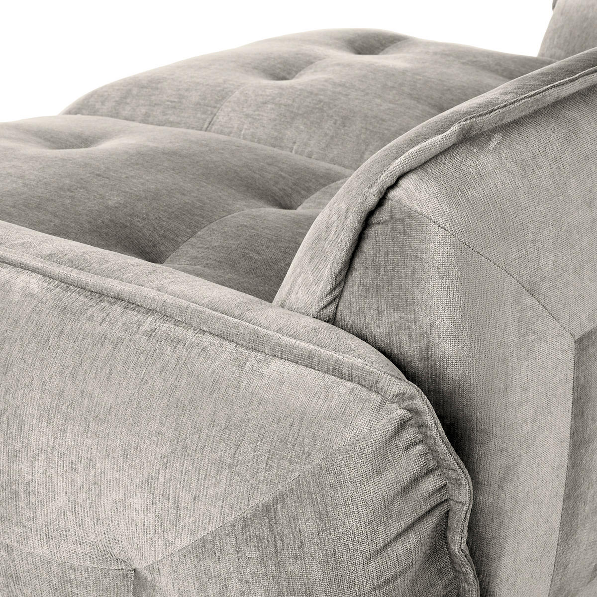 BIGSOFA in Chenille Silberfarben  - Silberfarben/Schwarz, Modern, Kunststoff/Textil (285/87/184cm) - Trendmanufaktur