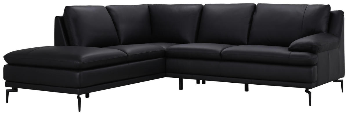 ECKSOFA Schwarz Echtleder  - Schwarz, Design, Leder (221/248cm) - MID.YOU