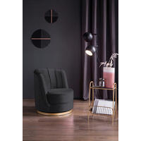 SESSEL in Samt Schwarz  - Goldfarben/Schwarz, MODERN, Textil/Metall (68/77/57cm) - Livetastic