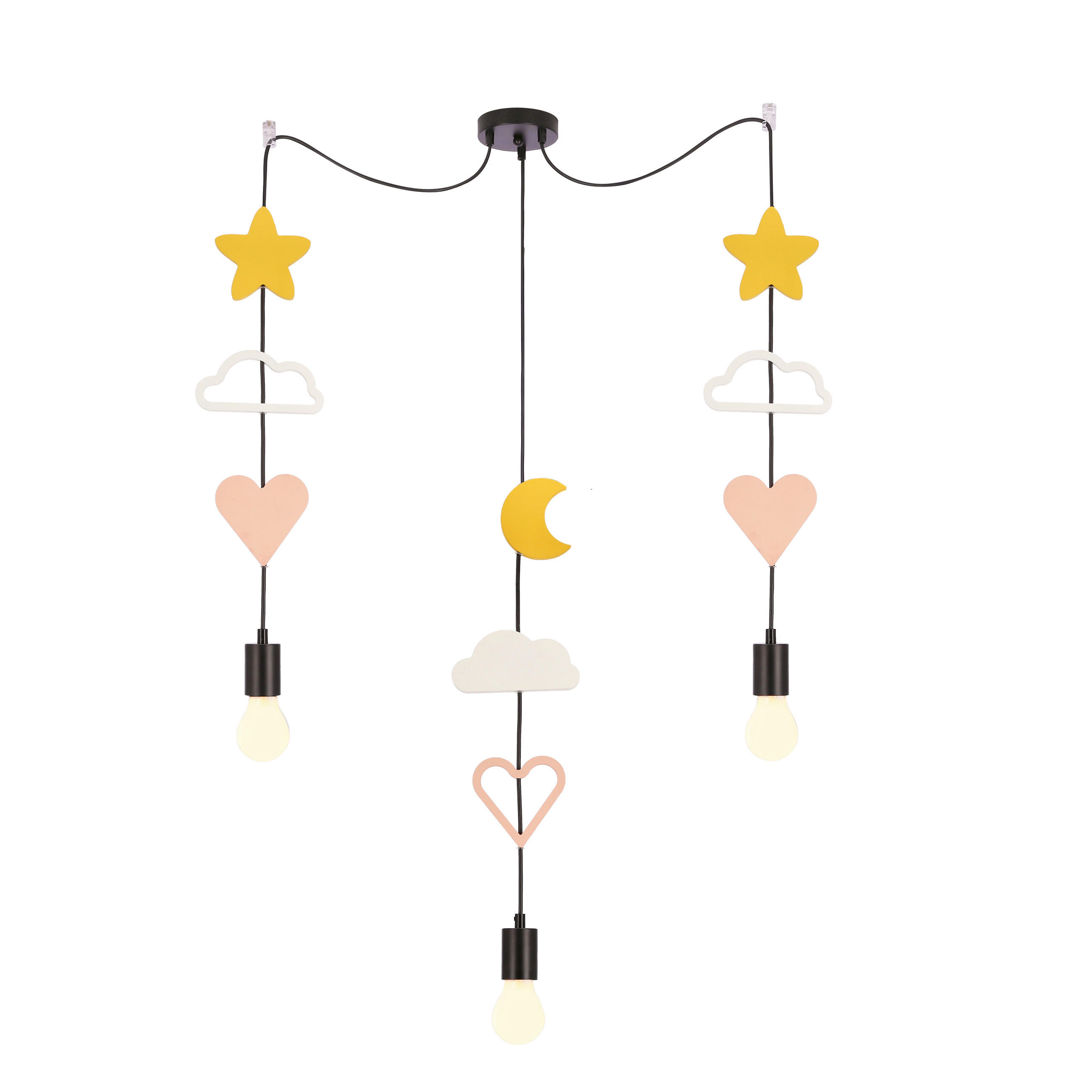 KINDERHÄNGELEUCHTE Trio 100/15/100 cm  - Pink/Goldfarben, Basics, Holzwerkstoff/Metall (100/15/100cm)