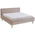 POLSTERBETT inkl. Bettkasten Lattenrost, Bettkasten Beige 160/200 cm  - Eichefarben/Beige, Design, Holz/Textil (160/200cm) - Xora