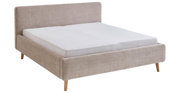 POLSTERBETT inkl. Bettkasten Lattenrost, Bettkasten Beige 160/200 cm  - Eichefarben/Beige, Design, Holz/Textil (160/200cm) - Xora