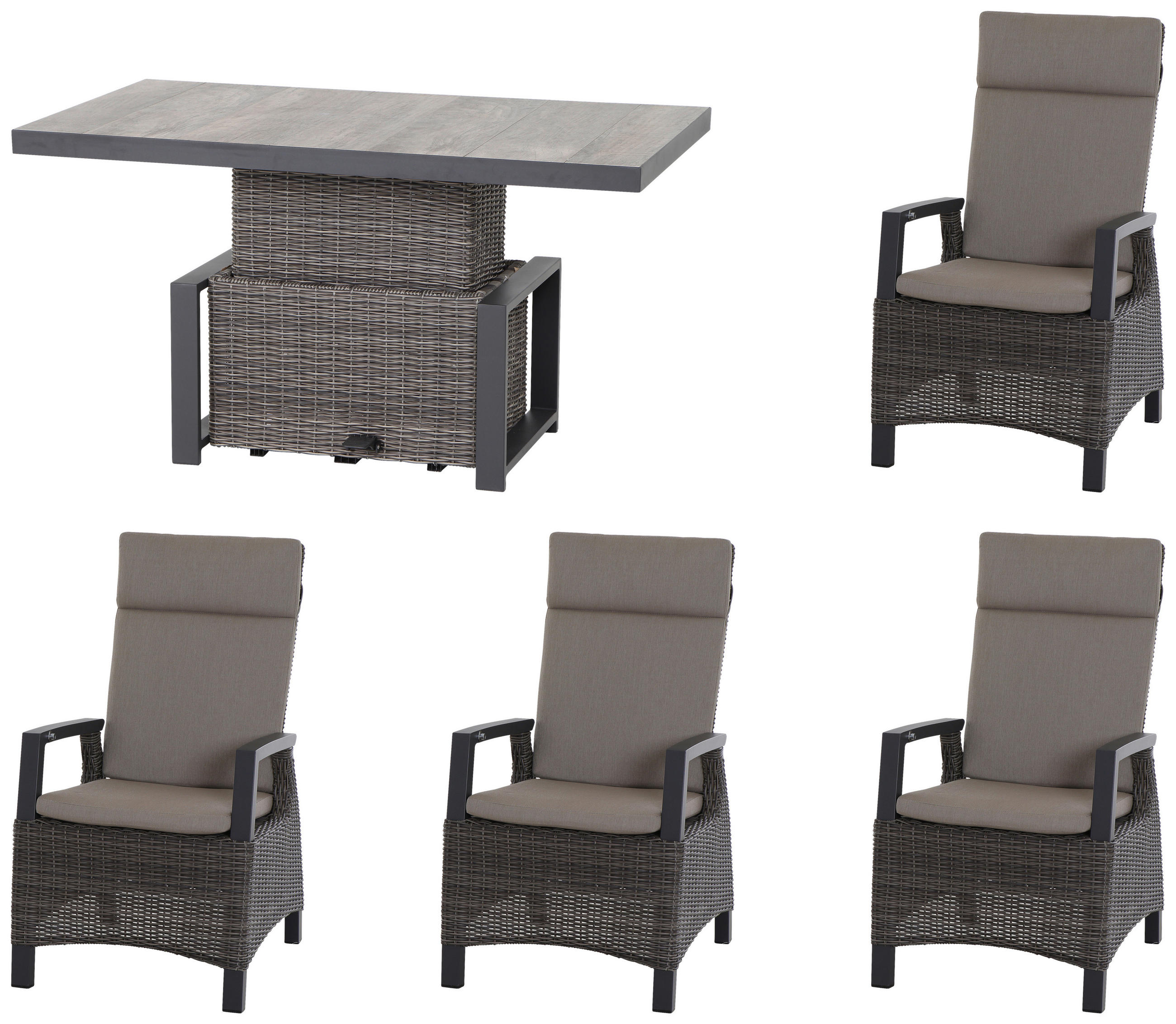 LOUNGEGARNITUR Aluminium  - Grau, Basics, Keramik/Kunststoff (75/103/130cm) - Siena Garden