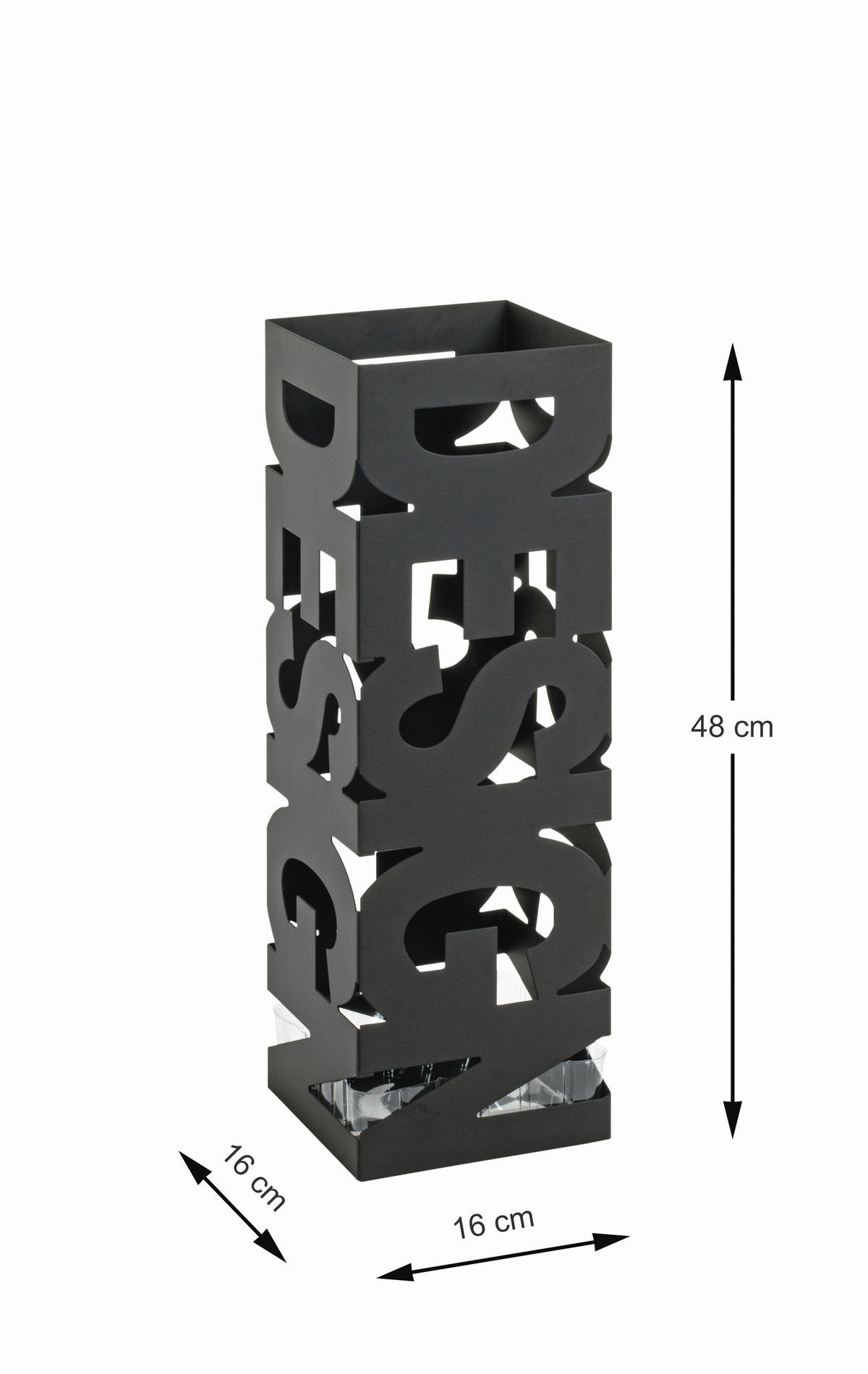 SCHIRMSTÄNDER - Schwarz, Design, Metall (16/48/16cm)