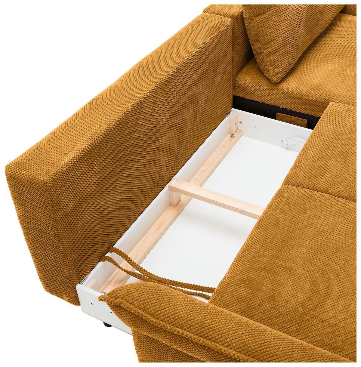 ECKSOFA in Chenille Currygelb  - Currygelb/Schwarz, Konventionell, Textil/Metall (255/164cm) - Carryhome
