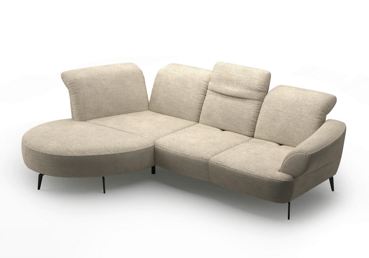 ECKSOFA in Chenille Sandfarben  208/313 cm  - Sandfarben/Schwarz, MODERN, Textil/Metall (208/313cm) - Sit & More