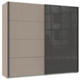 SCHWEBETÜRENSCHRANK 225/208/65 cm 2-türig Graphitfarben, Schwarz, Sahara  - Schwarz/Graphitfarben, Design, Glas/Holzwerkstoff (225/208/65cm) - Carryhome
