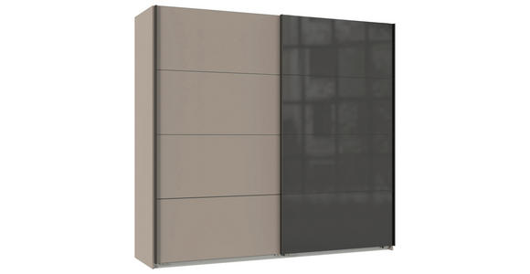 SCHWEBETÜRENSCHRANK 225/208/65 cm 2-türig Graphitfarben, Schwarz, Sahara  - Schwarz/Graphitfarben, Design, Glas/Holzwerkstoff (225/208/65cm) - Carryhome
