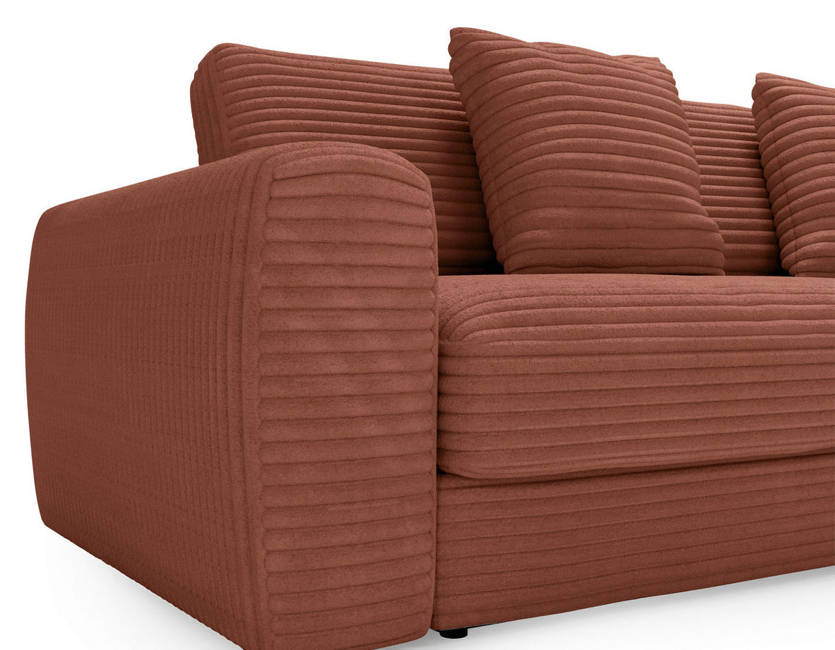 ECKSOFA Bronzefarben Cord  - Schwarz/Bronzefarben, MODERN, Kunststoff/Textil (302/182cm) - Carryhome