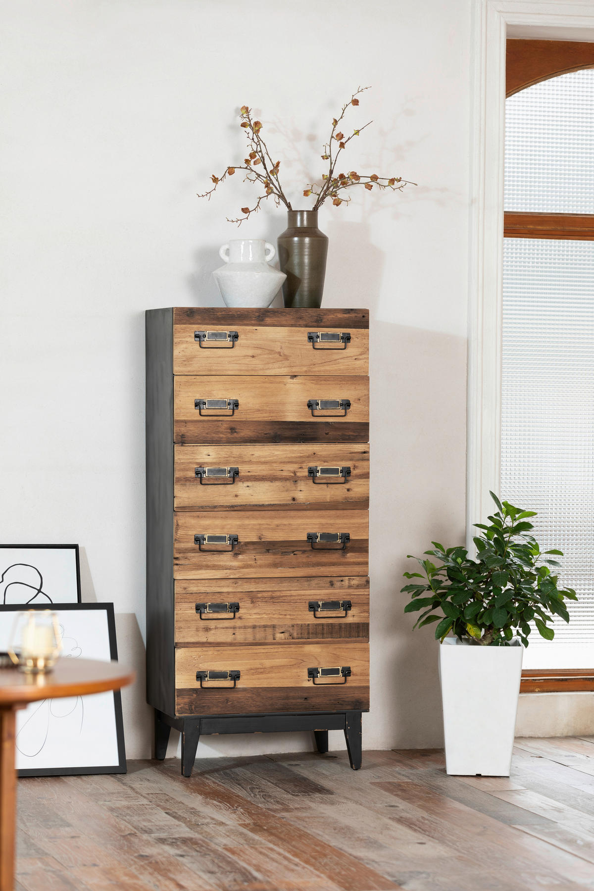 KOMMODE  in 60/139/41 cm  - Schwarz/Naturfarben, KONVENTIONELL, Holz/Holzwerkstoff (60/139/41cm) - Livetastic
