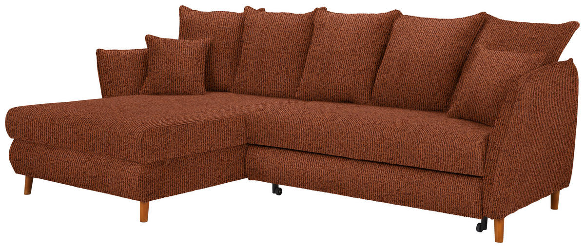 HÖRNSOFFA i chenille rostfärgad  - ekfärgad/rostfärgad, Klassisk, trä/textil (284/162cm) - MID.YOU