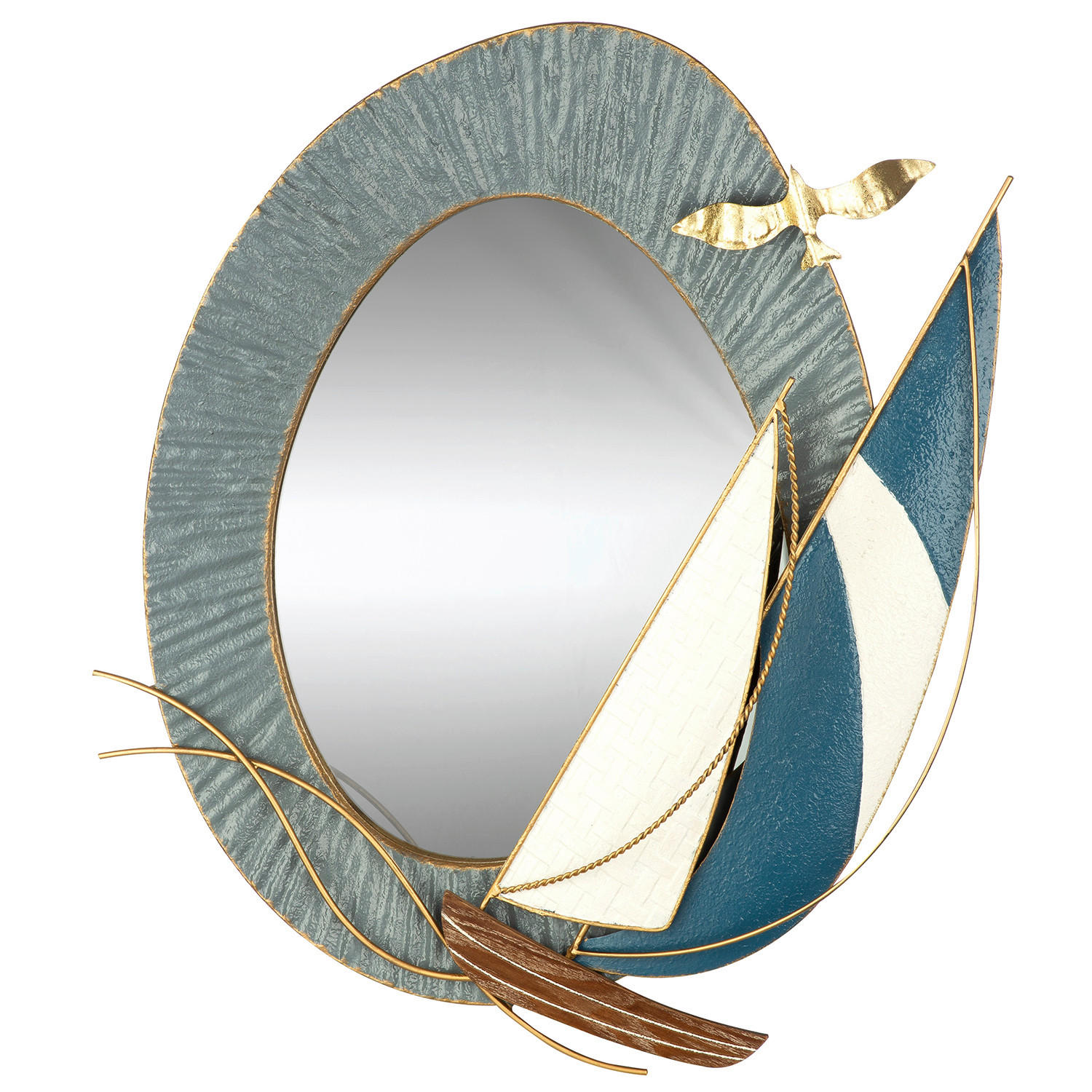 WANDSPIEGEL 54/66/7 cm    in oval  - Pastellblau/Weiß, Basics, Glas/Metall (54/66/7cm)