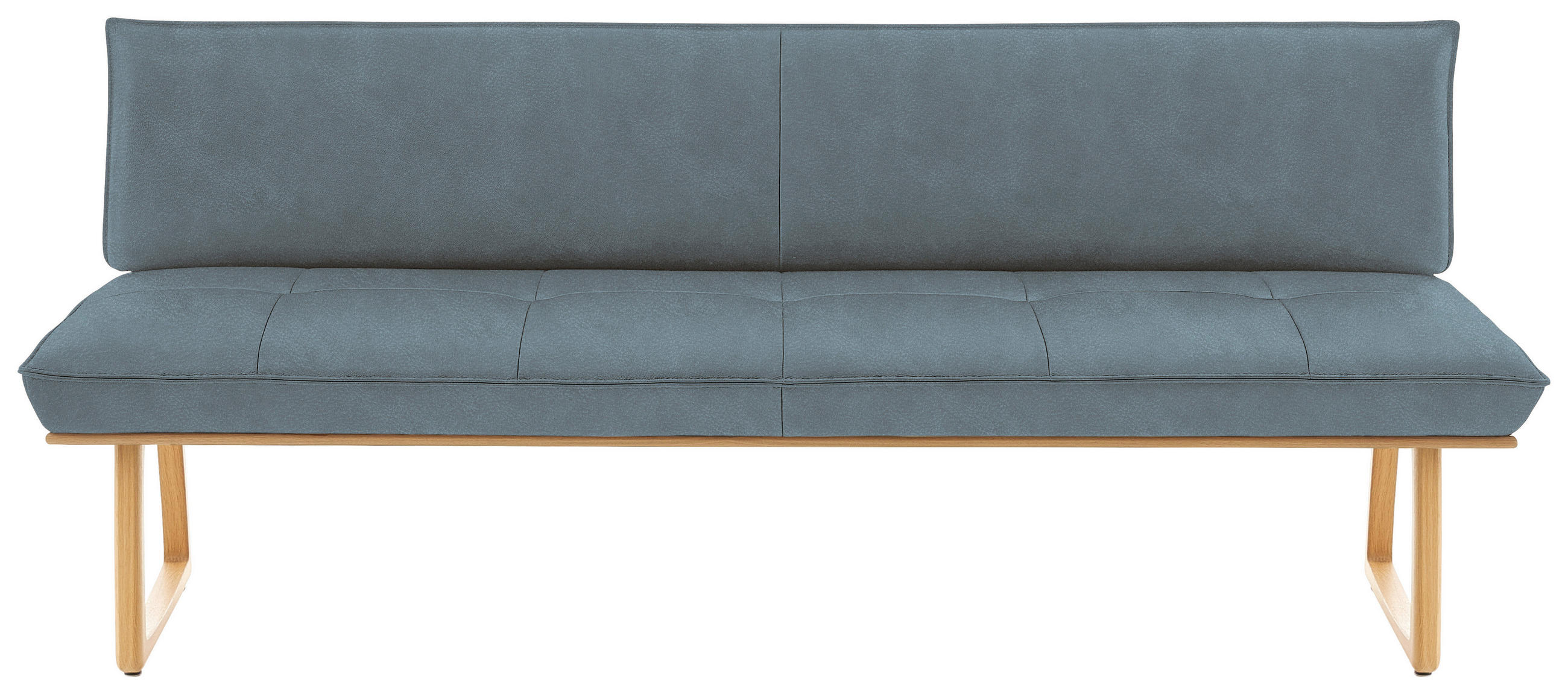 SITZBANK 214/88/66 cm Echtleder Wildeiche, Graublau Wildeiche furniert, massiv Holz  - Wildeiche/Graublau, Design, Leder/Holz (214/88/66cm) - Koinor